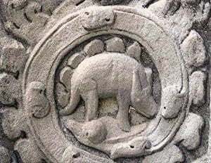 Cambodian Stegasaurus Temple Carving