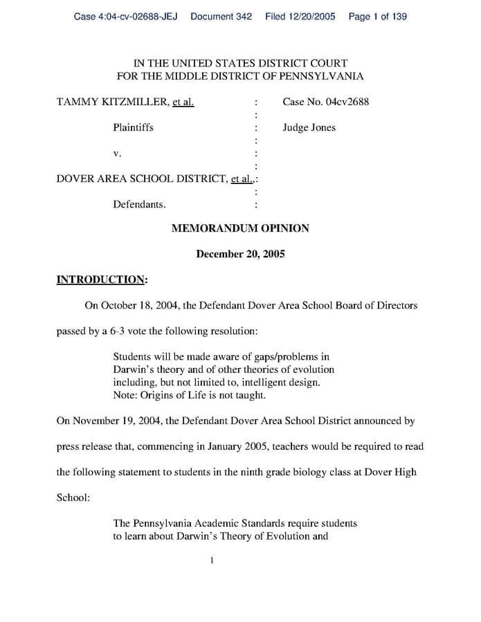 Censorship in Science Class Part Two Kitzmiller v Dover The