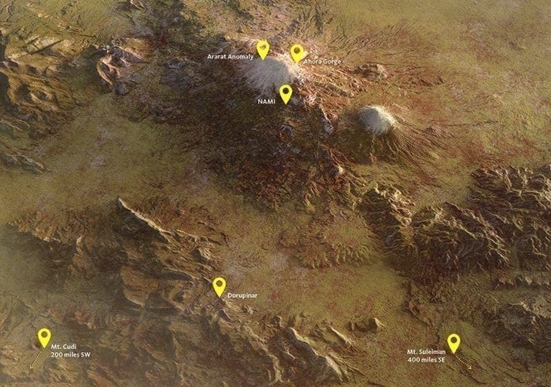 Map of Mount Ararat sites, photo credit: Answers in Genesis