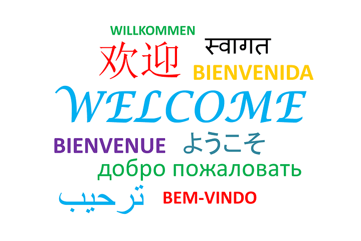 "Welcome" written out in multiple languages
