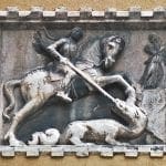 St George and the Dragon, Venice, stone carving: ID 44297622 © Andrea Mangoni | Dreamstime.com