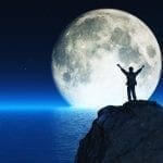 3D render of a man with hands upraised with the moon and water: ID 78449570 © Orlando Florin Rosu | Dreamstime.com