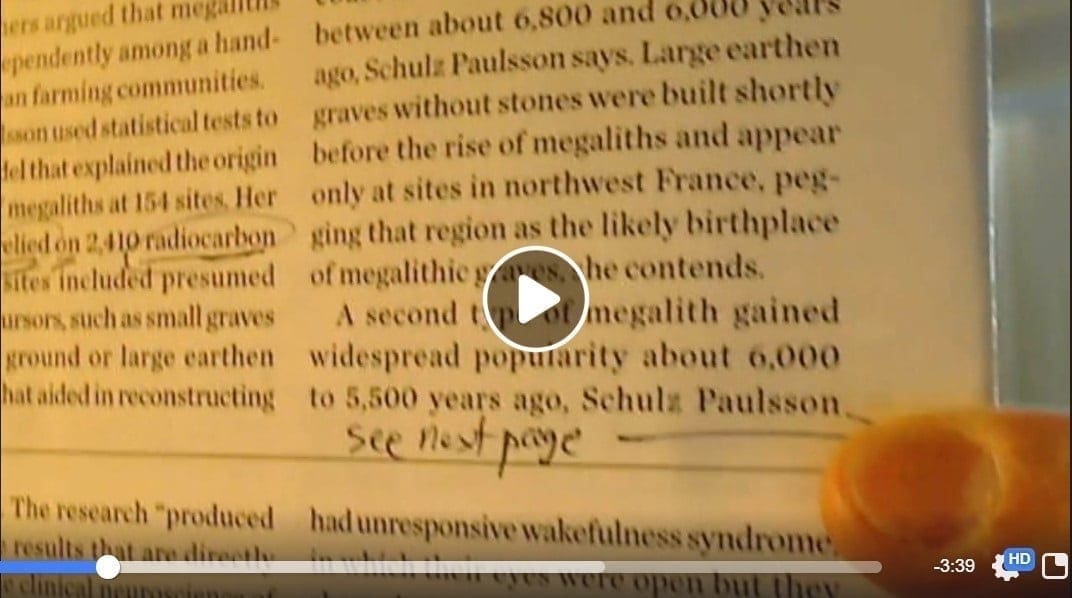 Close up of a C-14 article Dr. Jackson video still