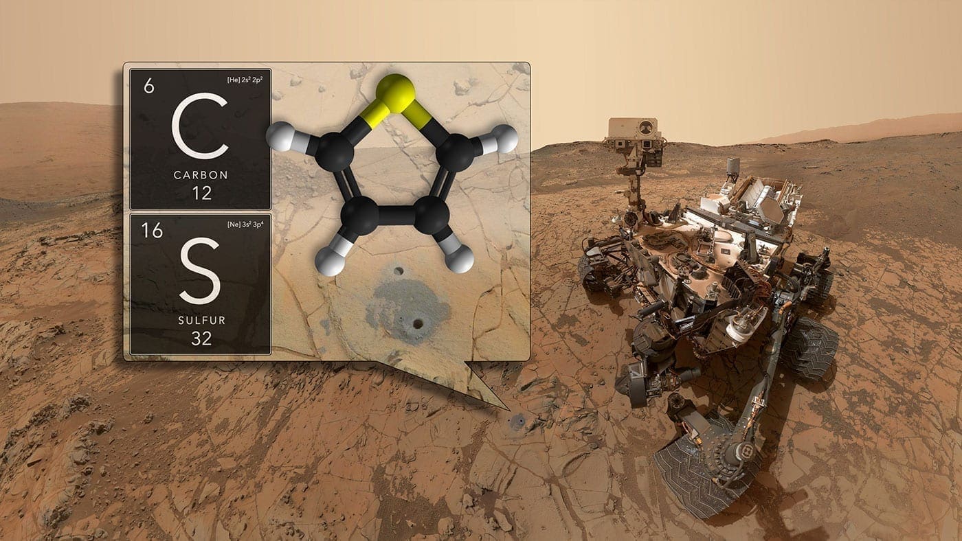 Curiosity with organic compound illustration, photo credit: NASA