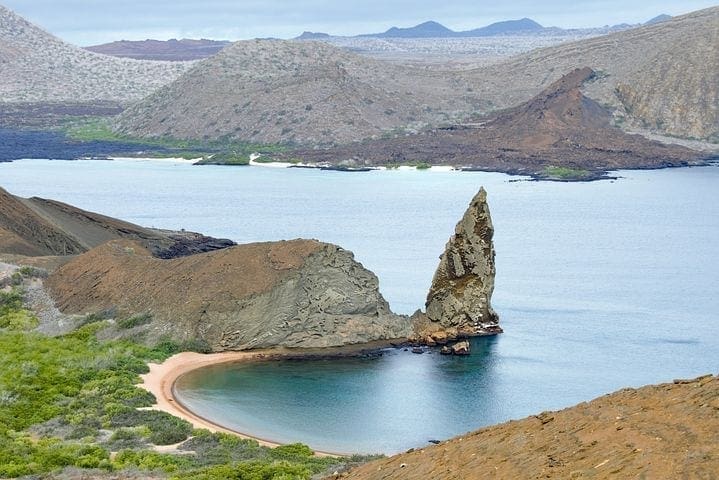 Galapagos island coastline from above