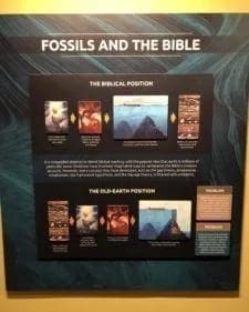 Photo of a sign on Fossils and the Bible from Answers in Genesis: by Steve Schramm